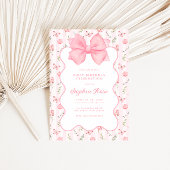  Roze Bow Elegante Rozen Verjaardagsuitnodiging Kaart