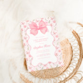  Roze Bow Elegante Rozen Verjaardagsuitnodiging Kaart