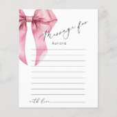 Roze Bow Elegante tijdcapsule berichtkaart (Voorkant)