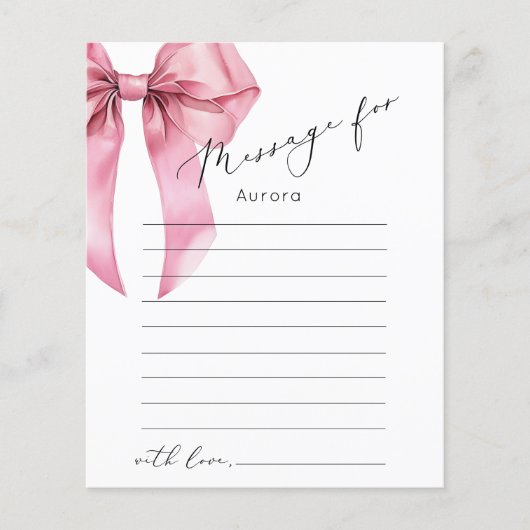 Roze Bow Elegante tijdcapsule berichtkaart (Voorkant)