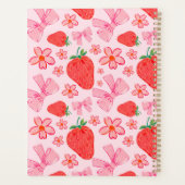 Roze Bow en Aardbei Coquette Patroon Monogram Planner (Achterkant)