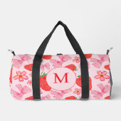 Roze Bow en Aardbei Girly Patroon Duffel Bag Plunjezak (Voorkant)
