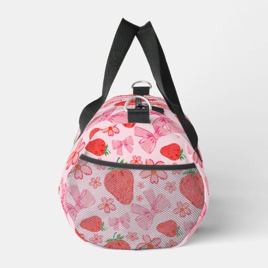 Roze Bow en Aardbei Girly Patroon Duffel Bag Plunjezak (Rechts)