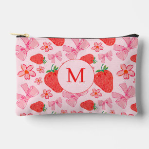 Roze Bow en Aardbei Girly Patroon Monogram Etui