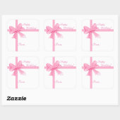Roze Bow en Lint Gift Label Sticker (Vel)