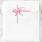 Roze Bow en Lint Gift Label Sticker (Tas)