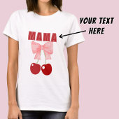 Roze Bow en rode kersen, coquette stijl T-shirt