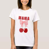 Roze Bow en rode kersen, coquette stijl T-shirt (Voorkant)
