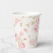 Roze Bow en Rozen Coquette 1e verjaardag Papieren Bekers (Achterkant)