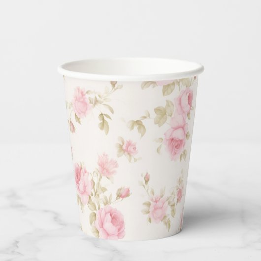 Roze Bow en Rozen Coquette 1e verjaardag Papieren Bekers (Achterkant)