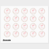 Roze Bow en Rozen Coquette 1e verjaardag Ronde Sticker (Vel)