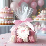 Roze Bow en Rozen Coquette 1e verjaardag Ronde Sticker<br><div class="desc">Coquette  Roze Bow en Rozen 1e verjaardag.</div>