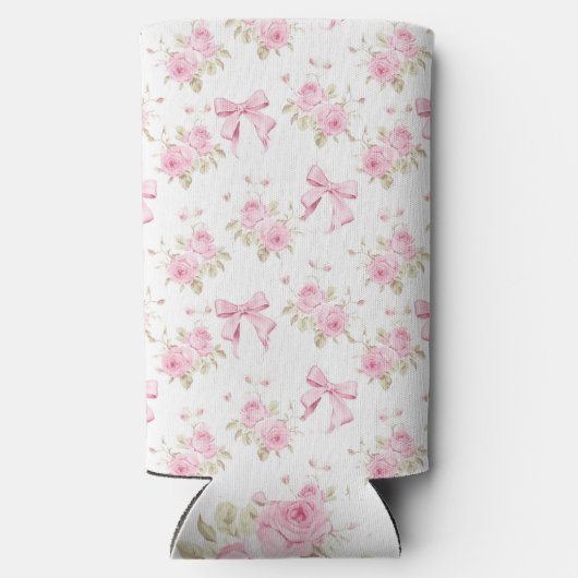 Roze Bow en Rozen Croquette Seltzer Blikjeskoeler (Achterkant)