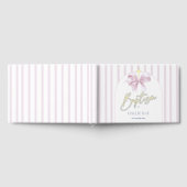 Roze Bow en Stripe Folie Doop gastenboek (Volledig)