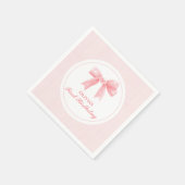 Roze Bow en Stripes Coquette 1e verjaardag Servet (Hoek)