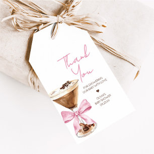 Roze Bow Espresso Martini Baby shower Favoriet Tag Cadeaulabel
