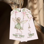 Roze Bow Fairy Eerste 1e verjaardag gepersonalisee Cadeaulabel