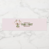 Roze Bow Fairy Eerste 1e verjaardag gepersonalisee Waterfles Etiket (Enkel label)