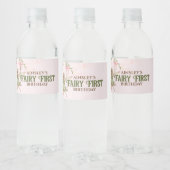 Roze Bow Fairy Eerste 1e verjaardag gepersonalisee Waterfles Etiket (Flessen)