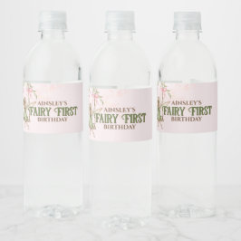 Roze Bow Fairy Eerste 1e verjaardag gepersonalisee Waterfles Etiket