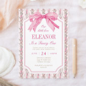 Roze Bow Fancy Een Meisje 1e Verjaardag Kaart