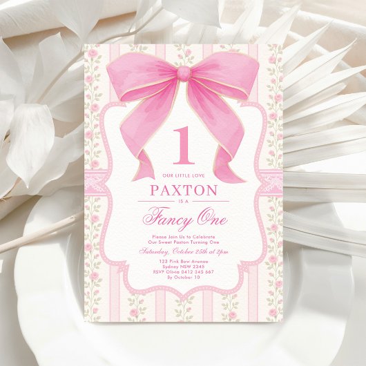  Roze Bow Fancy One Love Shack 1st Birthday Kaart