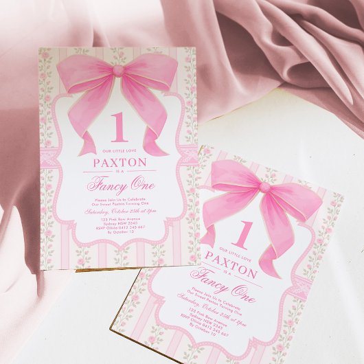  Roze Bow Fancy One Love Shack 1st Birthday Kaart