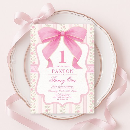 Roze Bow Fancy One Love Shack 1st Birthday Kaart