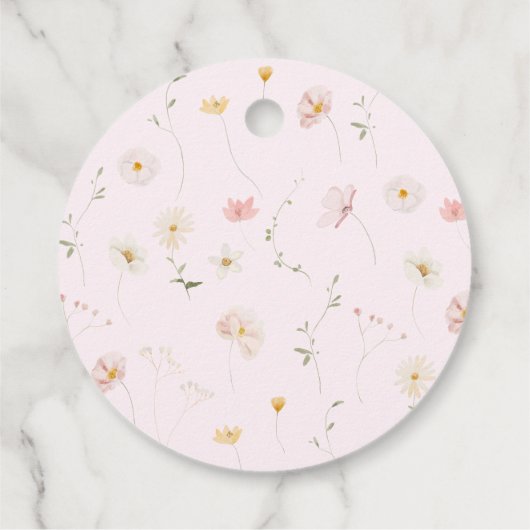 Roze Bow floral Baby in Bloom Baby shower Bedankjes Labels (Achterkant)