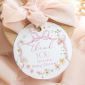 Roze Bow floral Baby in Bloom Baby shower Bedankjes Labels