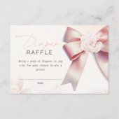 Roze Bow floral Baby shower Luier Raffle Informatiekaartje (Voorkant)