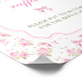 Roze Bow Floral Baby shower Luier Raffle Poster (Hoek)
