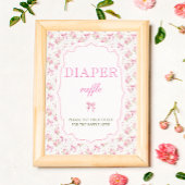 Roze Bow Floral Baby shower Luier Raffle Poster