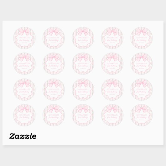  Roze Bow Floral Elegante Verjaardag Sticker (Vel)