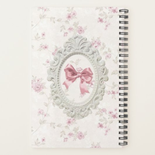  Roze Bow & Floral Lijst Notitieboek (Achterkant)