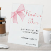 Roze Bow Flower bar teken vrijgezellenfeest Reclamebord Met Voetstuk (Insitu)