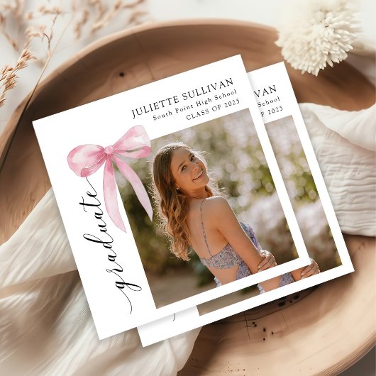 Roze Bow Foto Afstudeerfeest Servet