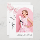 Roze Bow Foto Afstuderen Arch Dank u kaart (Voorkant / Achterkant)