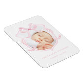 Roze Bow Foto Baby Girl Aankondiging Magneet (Rechterzijde)