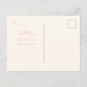 Roze Bow Foto Beige Birth Announding Briefkaart (Achterkant)