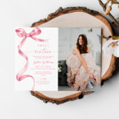 Roze Bow Foto Sweet 16 Verjaardag Uitnodiging