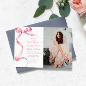 Roze Bow Foto Sweet 16 Verjaardag Uitnodiging