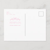 Roze Bow Foto White Birth Announding Briefkaart (Achterkant)