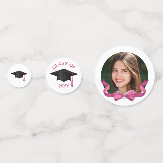 Roze Bow Foto's Toekomstige Heldere Afstuderen Confetti (Achterkanten)