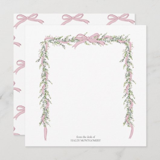 Roze Bow Garland Envelope Liner Bedankkaart (Voorkant / Achterkant)