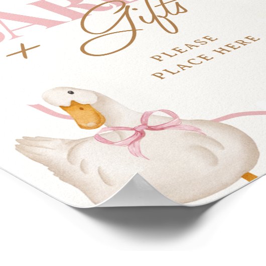 Roze Bow Gekke Gans Coquette Kaarten & Geschenken  Poster (Hoek)