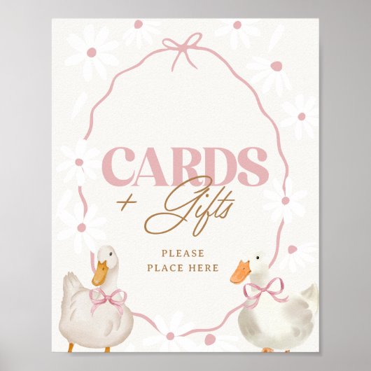 Roze Bow Gekke Gans Coquette Kaarten & Geschenken Poster (Voorkant)