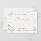 Roze Bow Gekke Goose Coquette Verjaardag Bedankkaart (Voorkant)