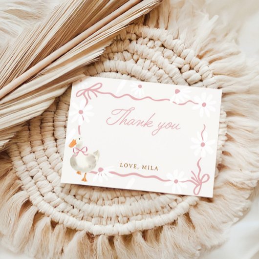 Roze Bow Gekke Goose Coquette Verjaardag Bedankkaart