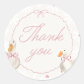 Roze Bow Gekke Goose Coquette Verjaardag Ronde Sticker (Voorkant)